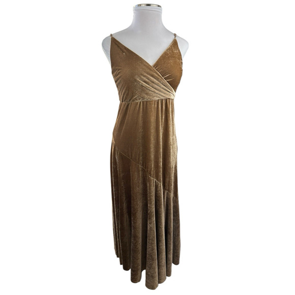 Mia Joy Crushed Velvet Maxi Sleeveless Dress Mocha Brown Women's Size Large - Picture 6 of 15